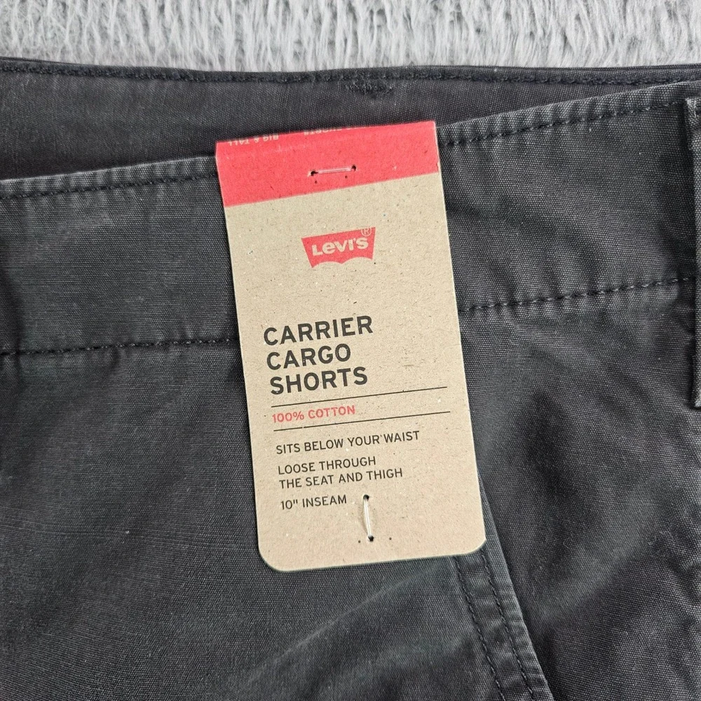 Levis Mens‎ Carrier Cargo Shorts Black Cotton Loose Fit Size 48 NEW NWT